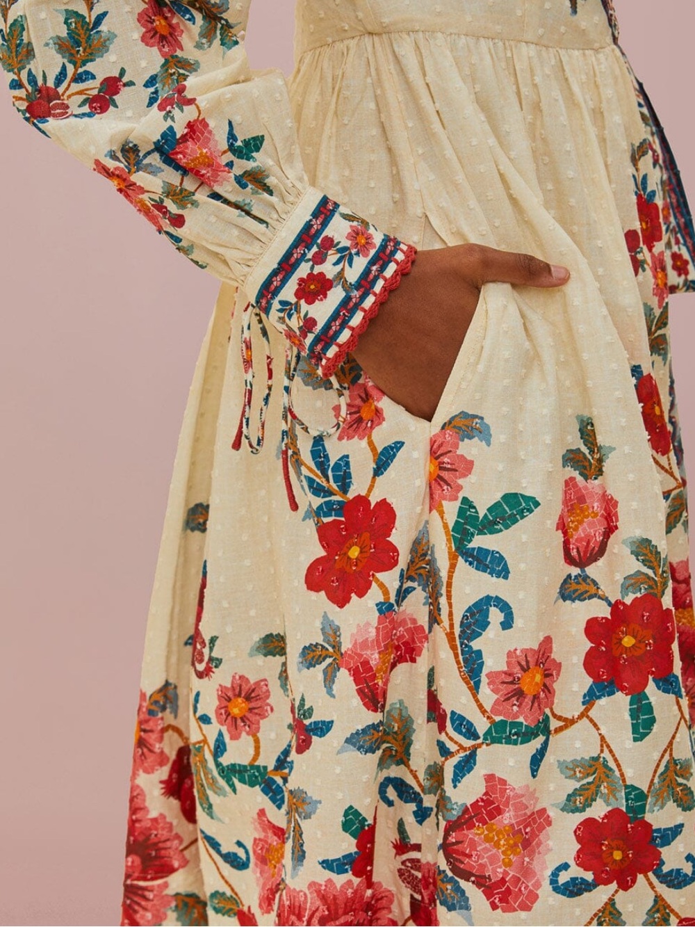 Farm Rio Sand mosaic garden wrap midi dress - Picture 4 of 6